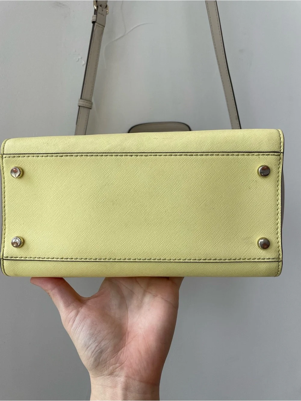 Kate Spade Cedar Street Hayden Two Tone Satchel-Yellow and Gray Leather Crossbod